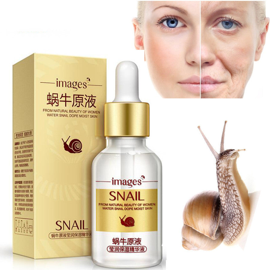 Nahaufnahme der Snail Essence Feuchtigkeitsserum-Flasche